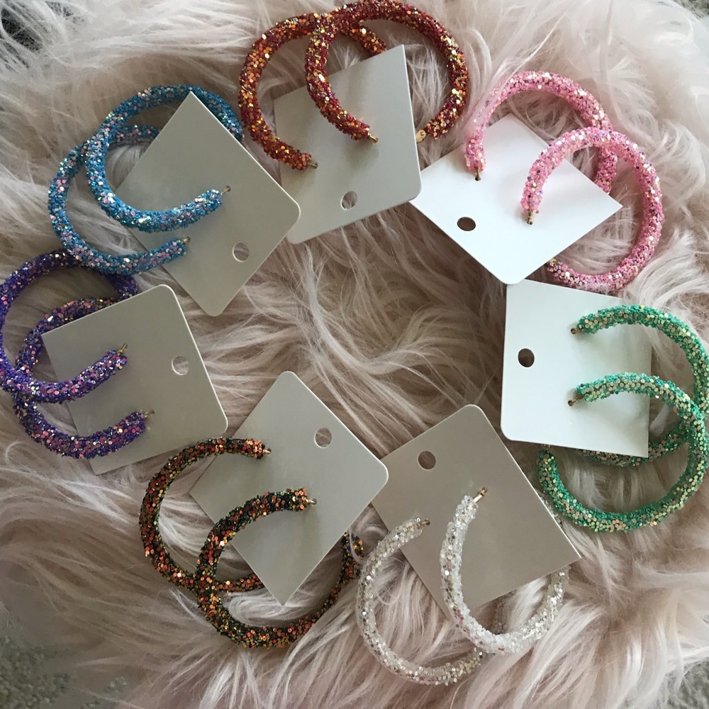 Glitter Hoop Earrings - Picture 5 of 5